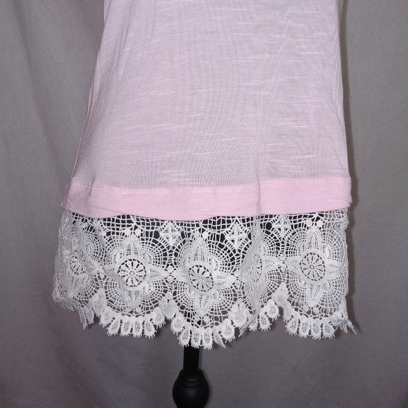 INC International Concepts Light Pink V-Neck Top With Lace Trim - Picture 10 of 12